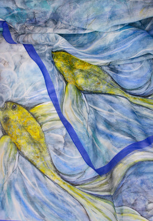 Fantail Fish Italian Silk Cotton 70 x 180 cm